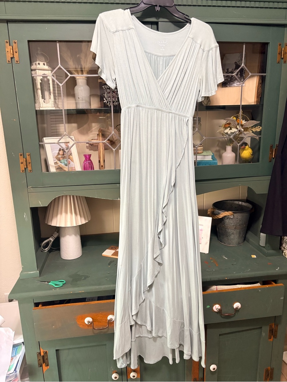 Isabel Maternity by Ingrid & Isabel Light Sage Green Maxi Wrap Dress